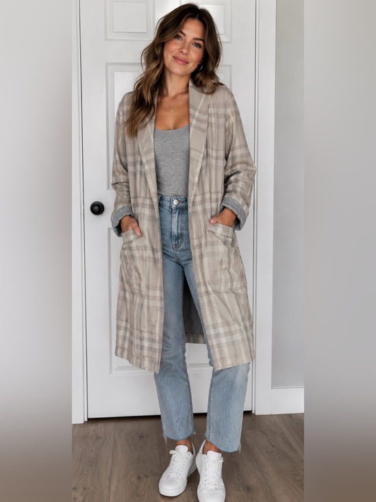 Burberry Jackets & Blazers - Burberry Beige Plaid Trench Coat